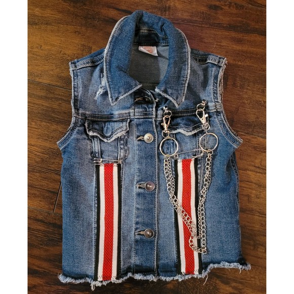 Social Distortion studded punk rock baby, toddler rocker recycled denim punk kid - Picture 5 of 5